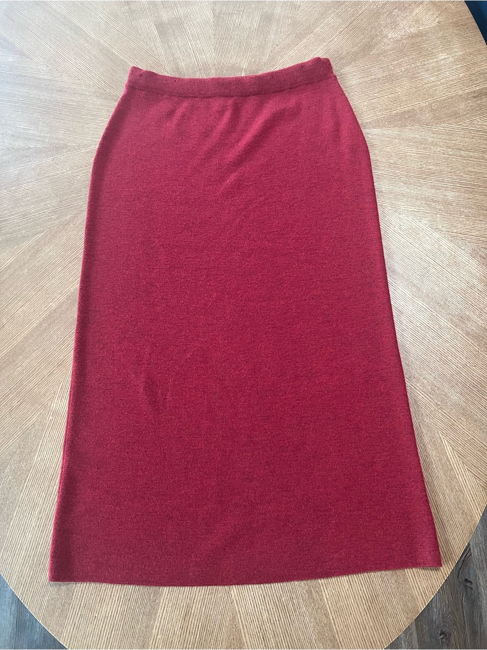 Eileen Fisher Red Long Knit 100% Merino Wool Classic Skirt Women’s Large